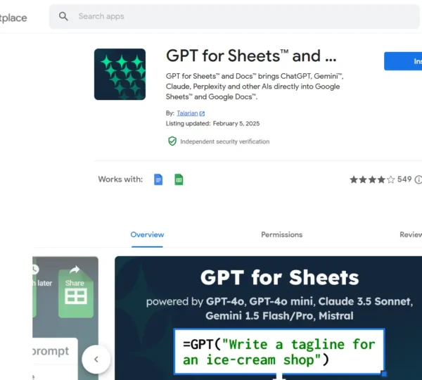 GPT for Sheets and Docs