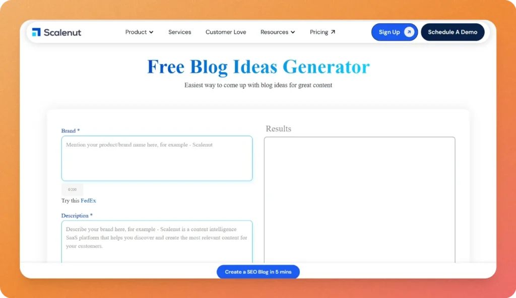 Scalenut Free Blog Title ideas Generator